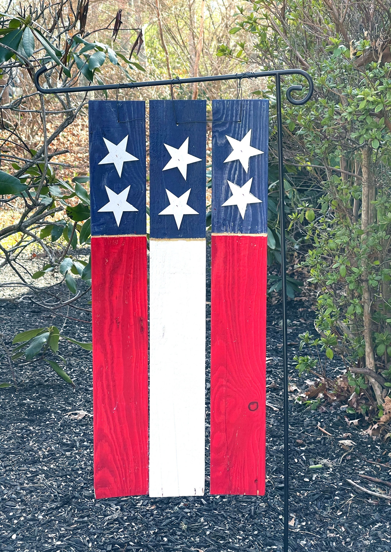 Garden Flag Stake Dual Sided American Flag Made with rustic Etsy
