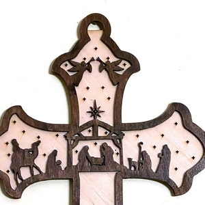 Christian Cross with a Nativity Scene with Luke 2:11 image 5