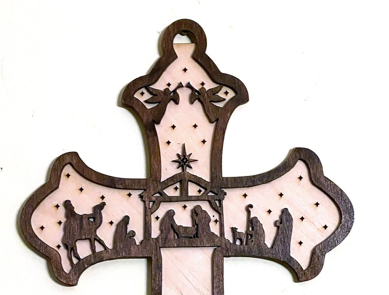 Christian Cross with a Nativity Scene with Luke 2:11 image 5