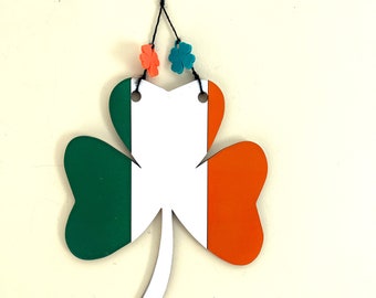 Irish Flag Designed Shamrock with 3D printed four leaf clover beads