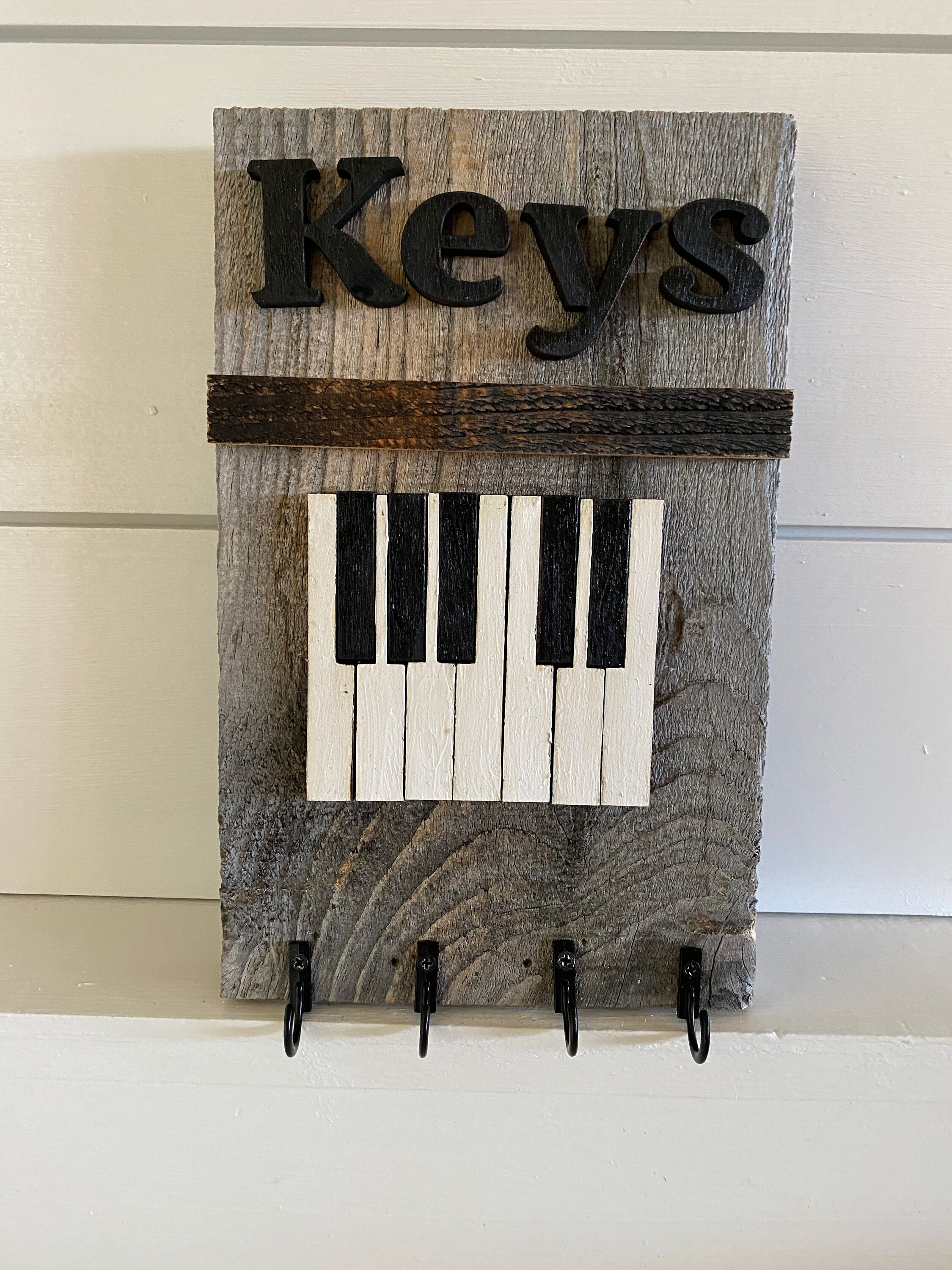 Key Holder with Piano Key Decor rustic design with reclaimed Etsy