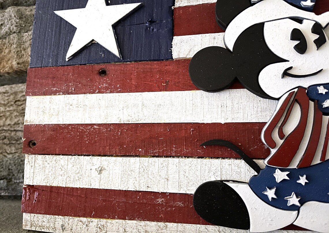 Disney's Mickey Mouse Patriotic Flag American Flag Design - Etsy