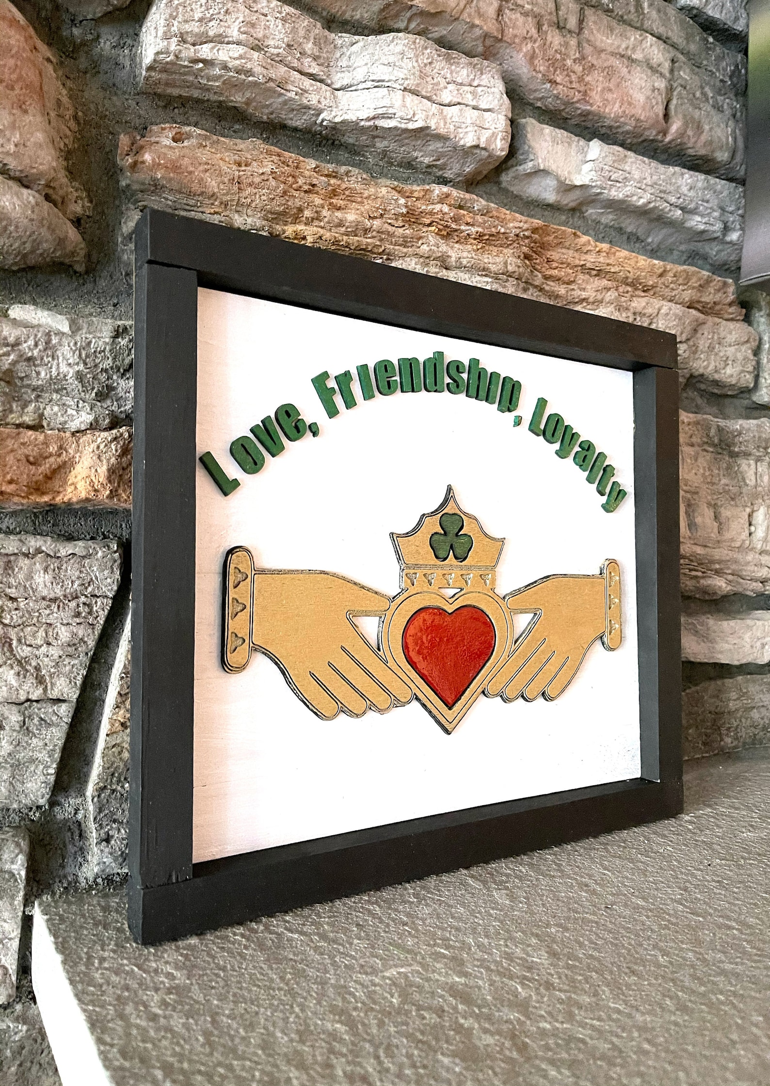 Framed Claddagh Wall Art with Love Friendship Loyalty Etsy