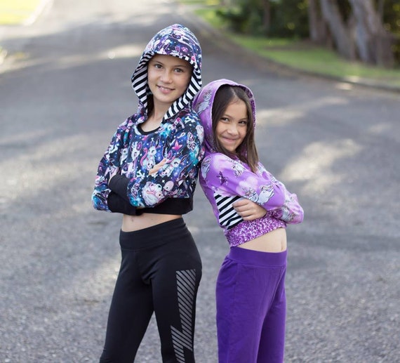 Kids Cropped Hoodie Sewing Pattern, Dolman Sweatshirt PDF Digital Pattern  Instant Download, Drop Shoulder Crop Top, Girls Size 2-16 