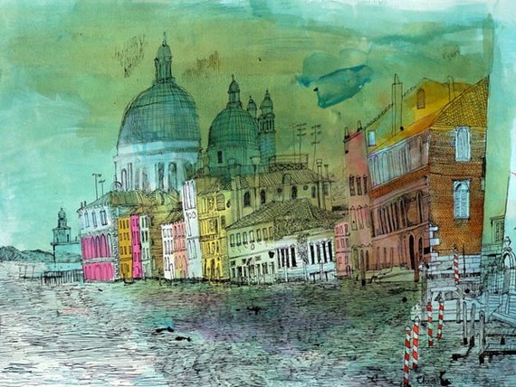 ヴェネツィアの大運河とサンタ・マリア・デッラ・サルーテ、イタリア