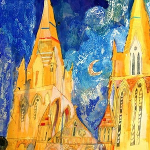Blue Sky, Truro Cathedral, Limited Edition Giclee Print of Truro, Cornwall