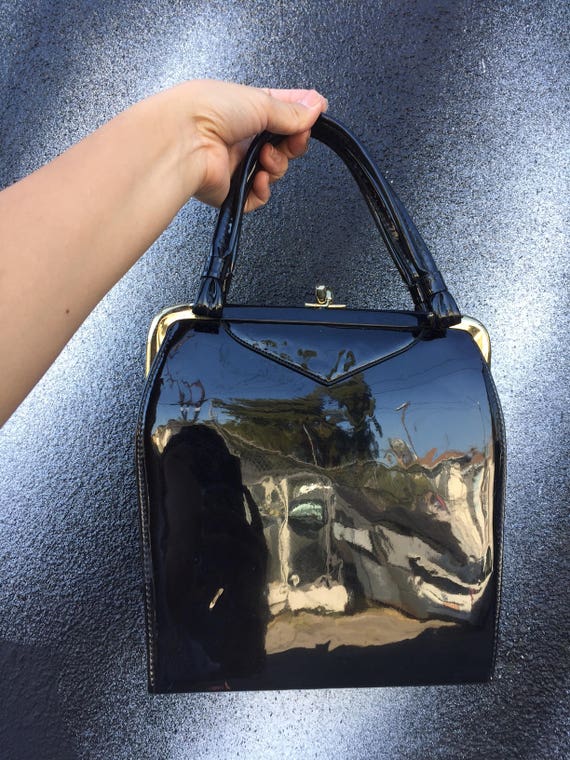 vintage black patent leather handbags