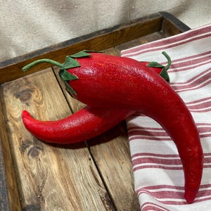 Red Chili Peppers, Chili Pepper, Handmade Chili Peppers, Restaurant Prop, Vegetable for Display, Fabric Vegetable Hot Pepper, Mexican Pepper