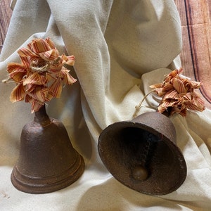 Antique Hand Bell, Cast Iron Hand Bell, Bell with Clanger, Heavy Iron Bell, Bell, Rusty Bell, Dinner Bell.