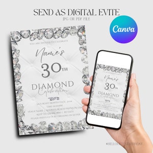 Diamantinbjudan Evite | Canva utskrivbar direktnedladdning bild 3