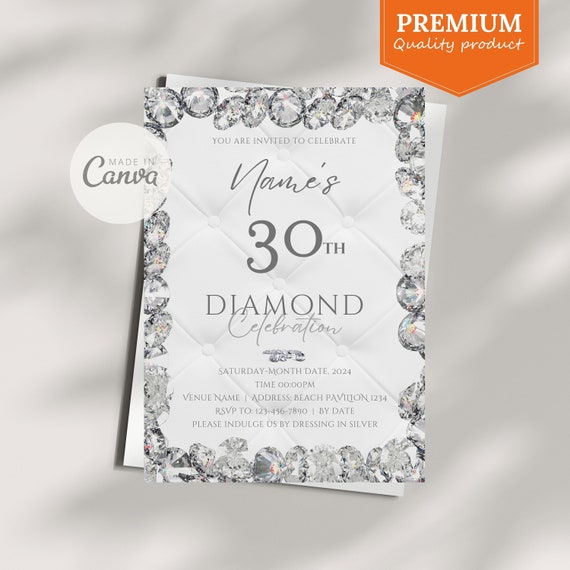 Diamond Invitation Evite | Canva Printable Instant Download