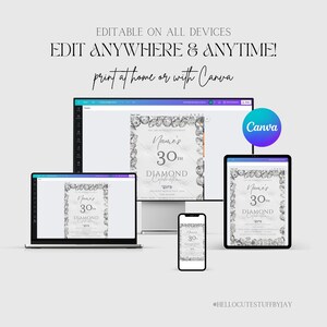 Diamantinbjudan Evite | Canva utskrivbar direktnedladdning bild 2