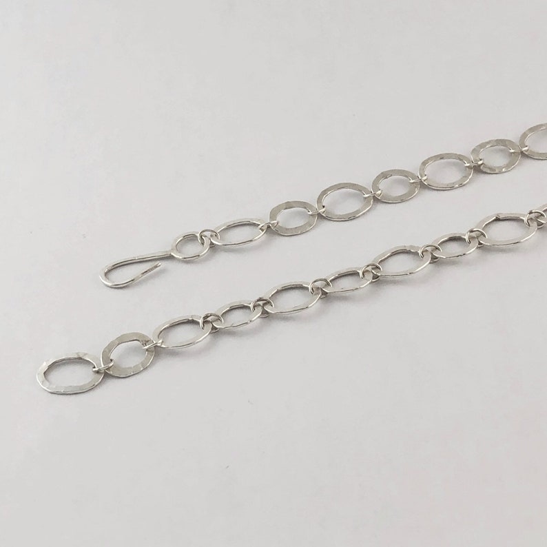 Sterling Silver Hammered Single Strand Bracelet Night Out Collection Oval Chain Hook Clasp Silver Jewelry Gifts for her