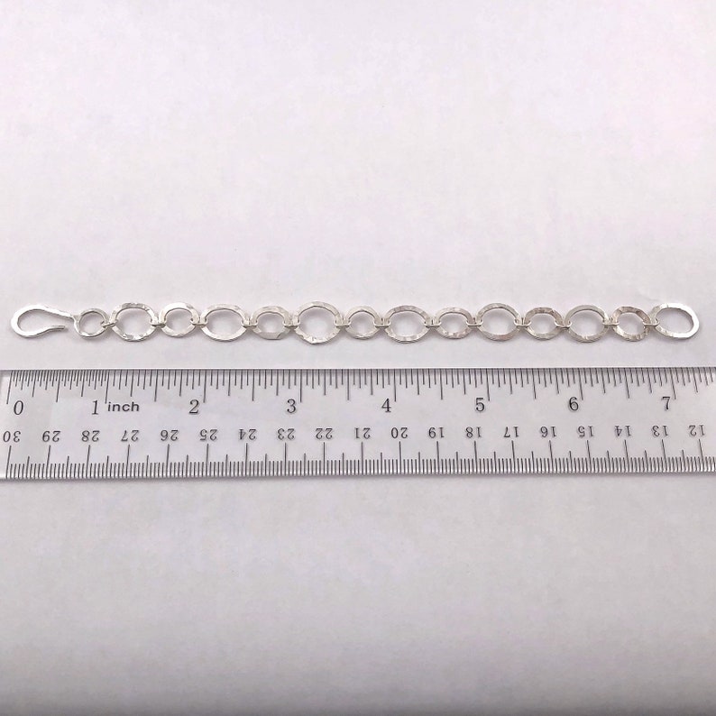 Sterling Silver Hammered Single Strand Bracelet Night Out Collection Oval Chain Hook Clasp Silver Jewelry Gifts for her