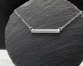Sterling Silver Horizontal Bar Necklace/ Fancy Me Collection/ Simple Minimalist/ Silver Jewelry/ Gifts for her