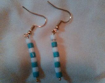 Blue Water And White Seafoam Earrings