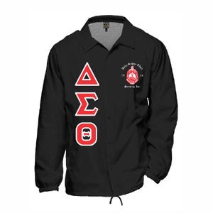 Chaqueta Delta Sigma Theta Line: Chaqueta de entrenador de estilo vintage Negro