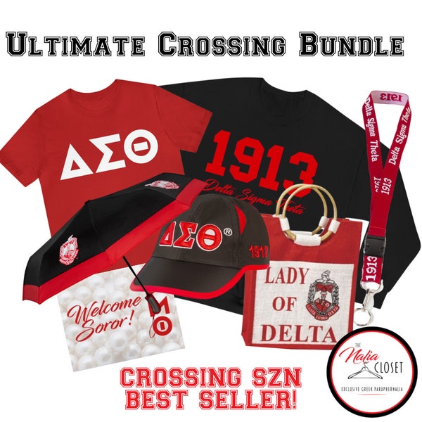 Ultimate Crossing Bundle | Delta Sigma Theta | Line Crossing Gifts  | New Initiate Bundle | T-Shirt, Sweatshirt, Umbrella,  Cap, Lanyard