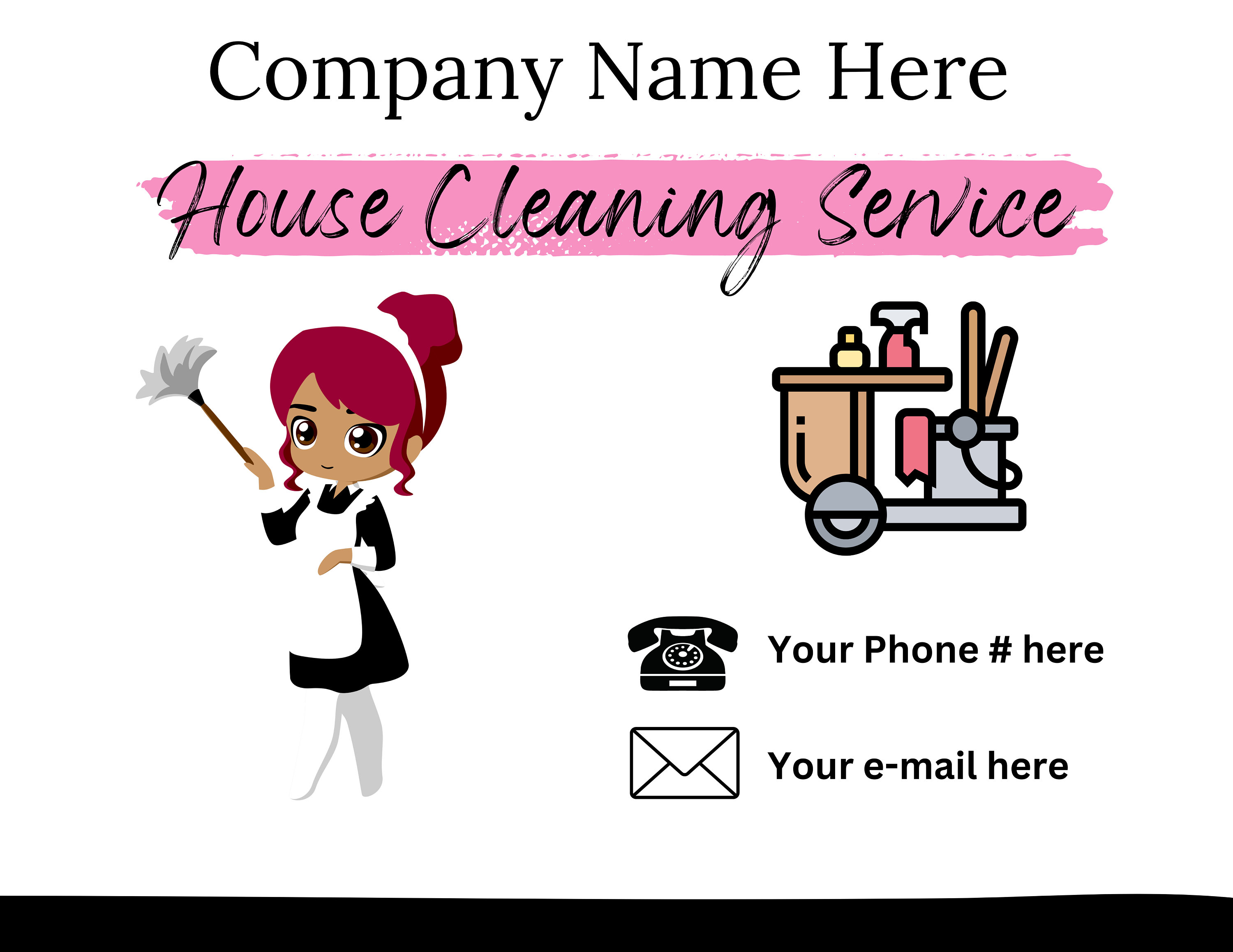 House Cleaning Service Business Card Template, Editable Template Home