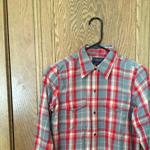 Vintage Ralph Lauren CHAPS DENIM Cotton Shirt Teal Red and | Etsy