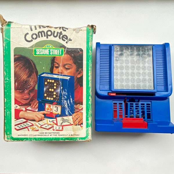 1973 MARBLE COMPUTER Sesame Street Child Guidance Toy COMPLETE, No Top On Original Box, Yellow Marbles, 32 Tiles, Child Horizons Inc