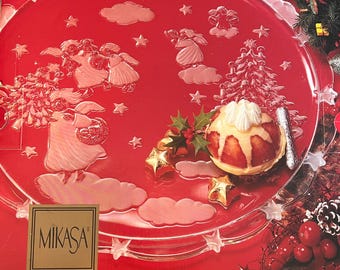 Vintage MIKASA Crystal Holiday Lights Cake Plate, 13