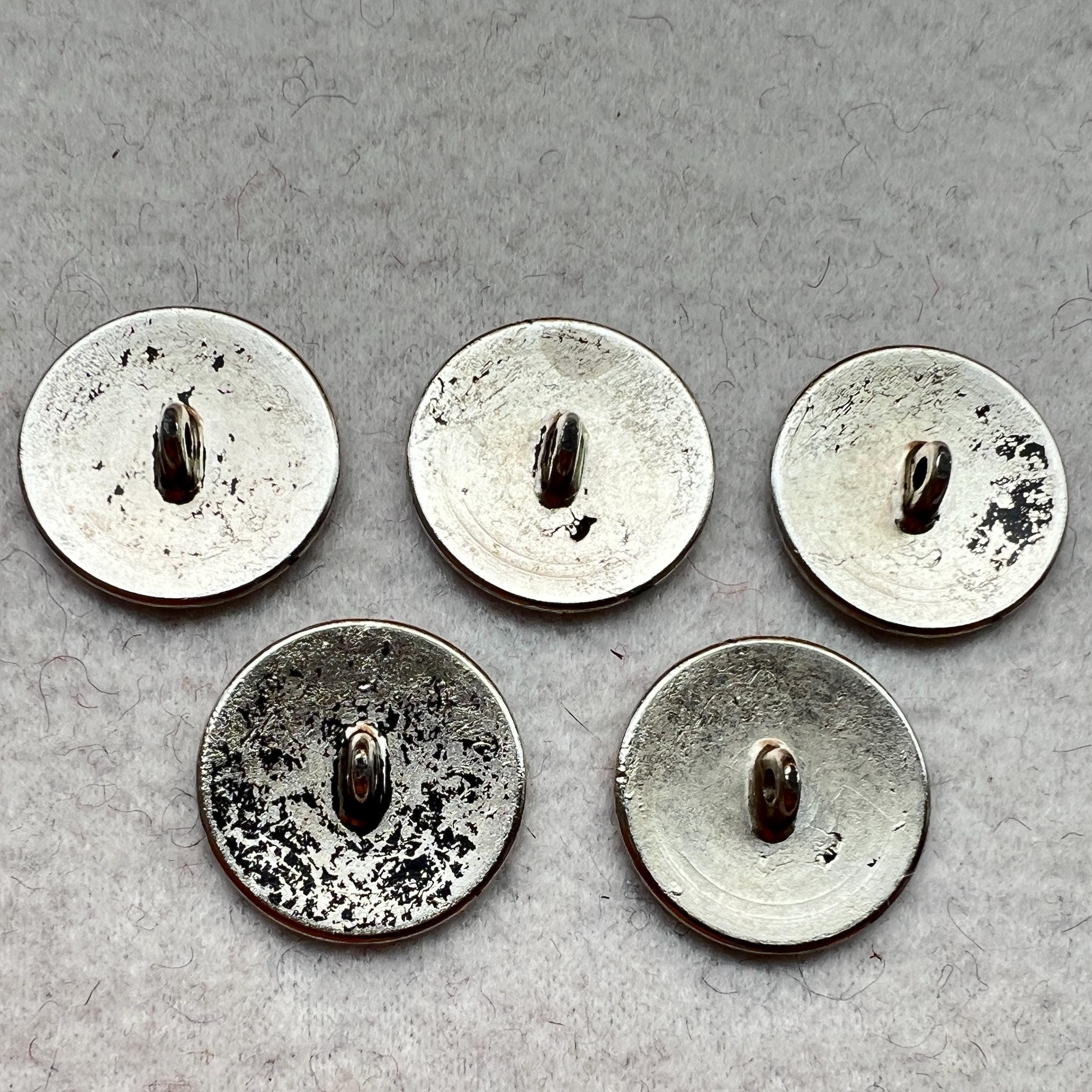 1964 INNSBRUK-KITZBUHEL MCMLXIV Set of 5 Silver Metal Buttons From