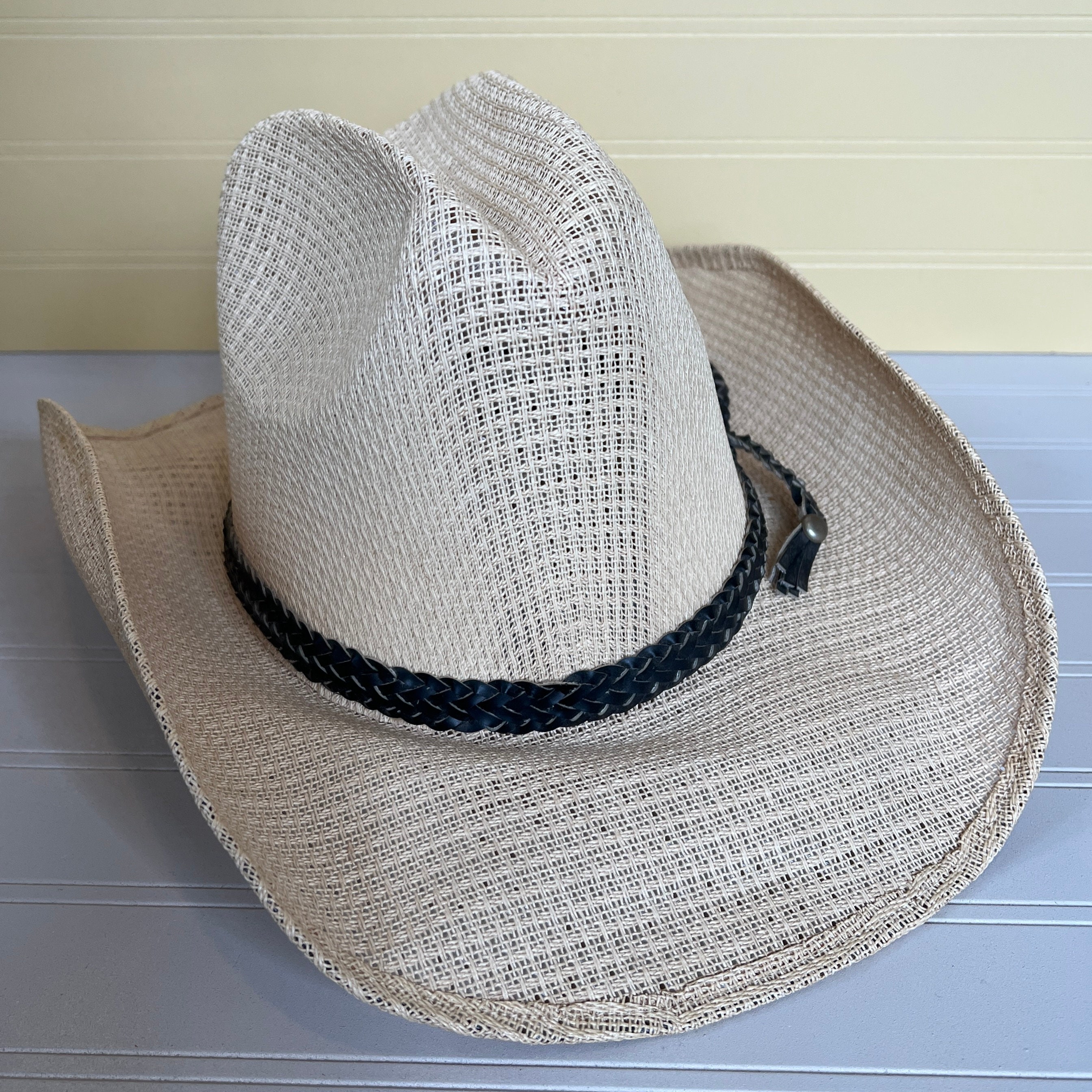 Steer Brand Straw Cowboy Hat with Braided Accent BR Western Braided Leather Straw Cowboy Hat - Hats main image 3