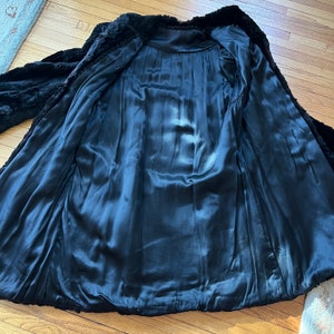1940-50s REAL FUR COAT No Label, Animal unknown Fur, Classic Long Black