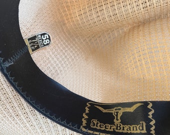 Vintage MEXICAN STEER BRAND Western Hat Woven Natural Cowboy  display picture 2