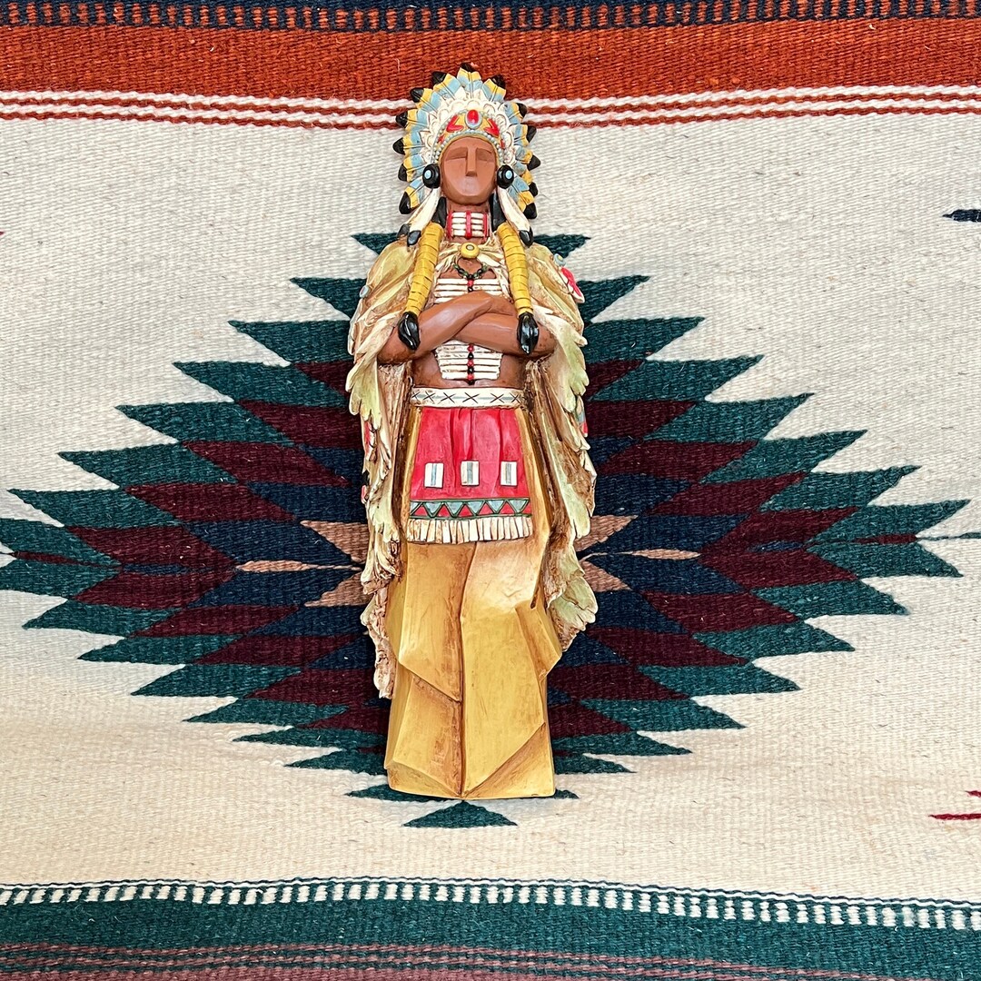 Vintage PACIFIC RIM Style Native American 12-1/2 Figurine Colorful Wood ...