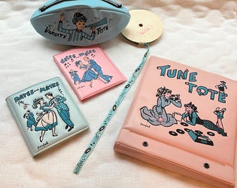 Vintage 1960s Memorabilia Ponytail and Date Line Tune Tote OR Dates and Mates OR Varsity Tote OR Rock N' Roll Ribbon