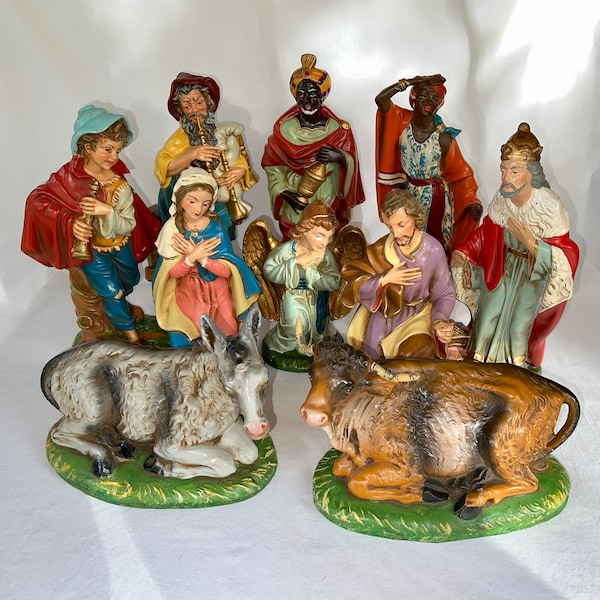 Vtg 12" FONTANINI Nativity Figures Hand Painted in Italy or Japan Paper Mache Sculptures, Choice of 10 Cartapesta Nativity Creche Characters