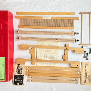 Vtg GERMAN SCHULWEBRAHMEN &quot;Karin&quot; Wooden Lap Loom Up to 16&quot; Width, Hand-Weaving Weaves Close Fabric in Wool Cotton Silk Raffia etc, COMPLETE