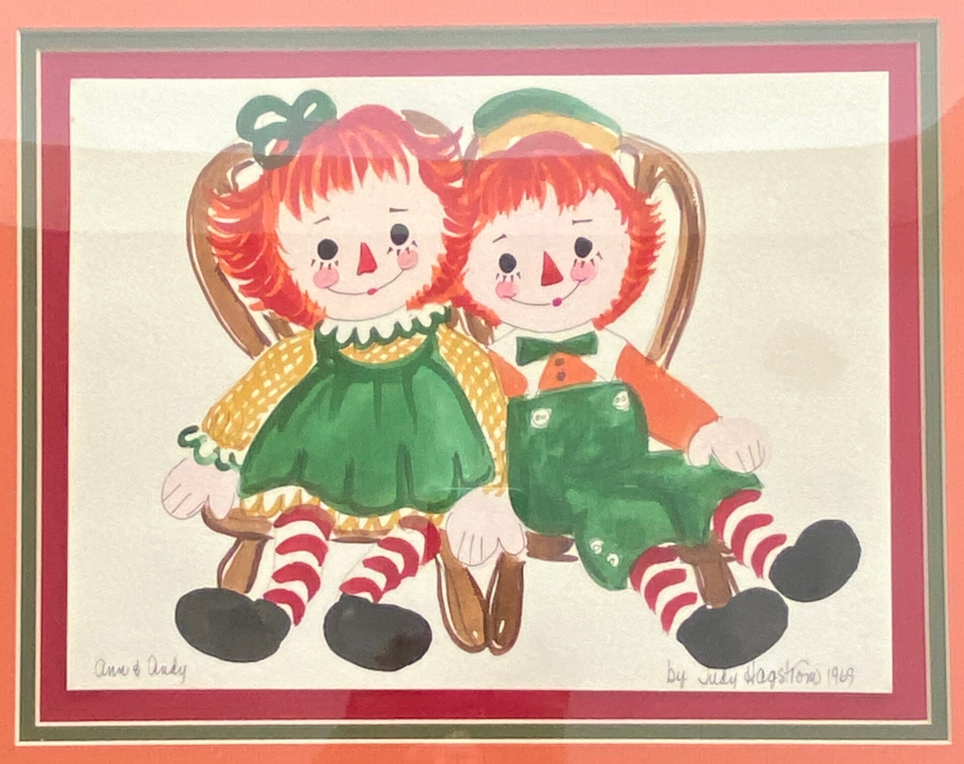 1969 Original JUDY HAGSTROM Ann & Andy Vintage Watercolor Under