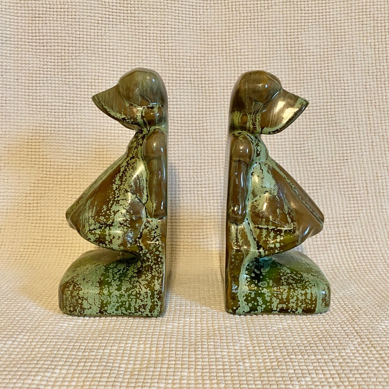 1929 COWAN POTTERY Girl Bookends 521 Set of 2 Etsy