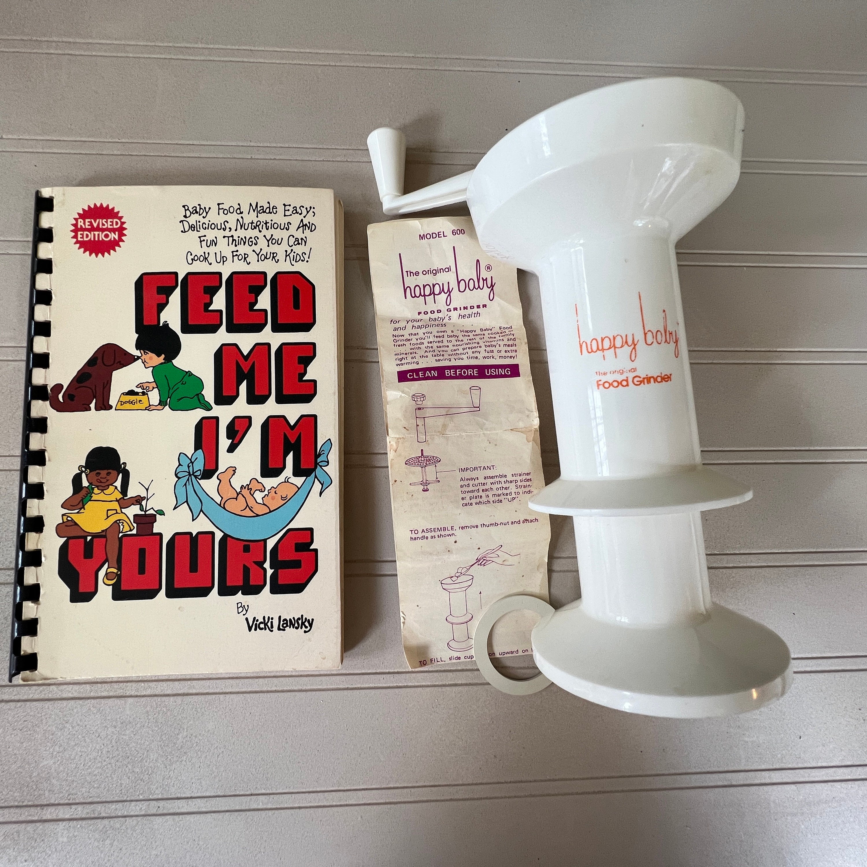 1980s HAPPY BABY Food Grinder and Feed Me I'm Yours by Vicki