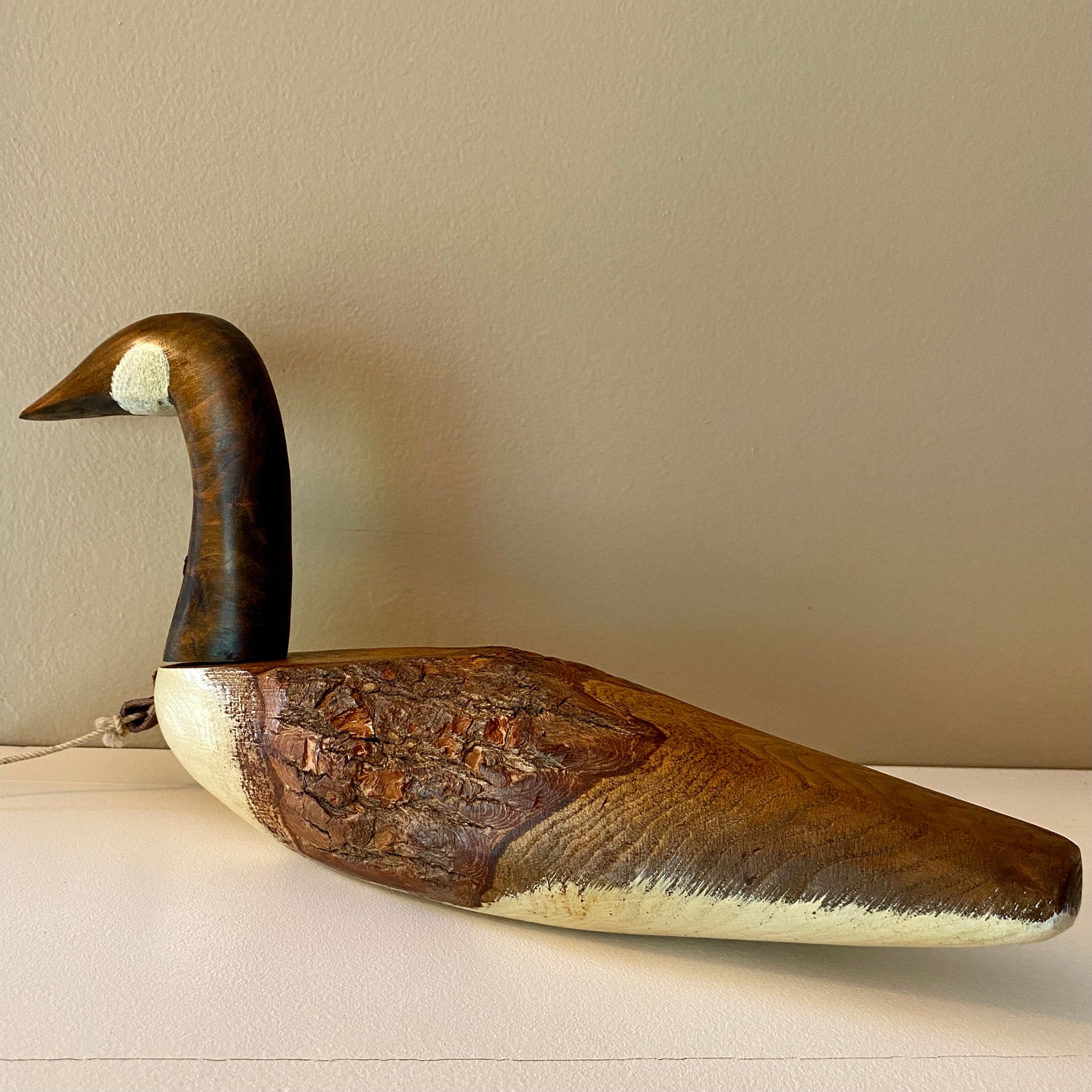 Vintage Wooden Carved Canadian Goose Painted Solid Wood Decoy Etsy