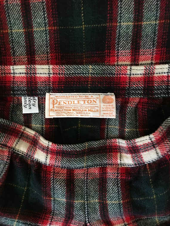 Vintage PENDLETON Wool Plaid Skirt, Single Front … - image 5