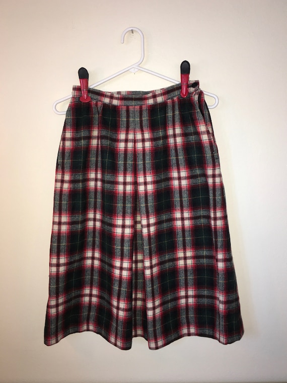 Vintage PENDLETON Wool Plaid Skirt, Single Front … - image 1