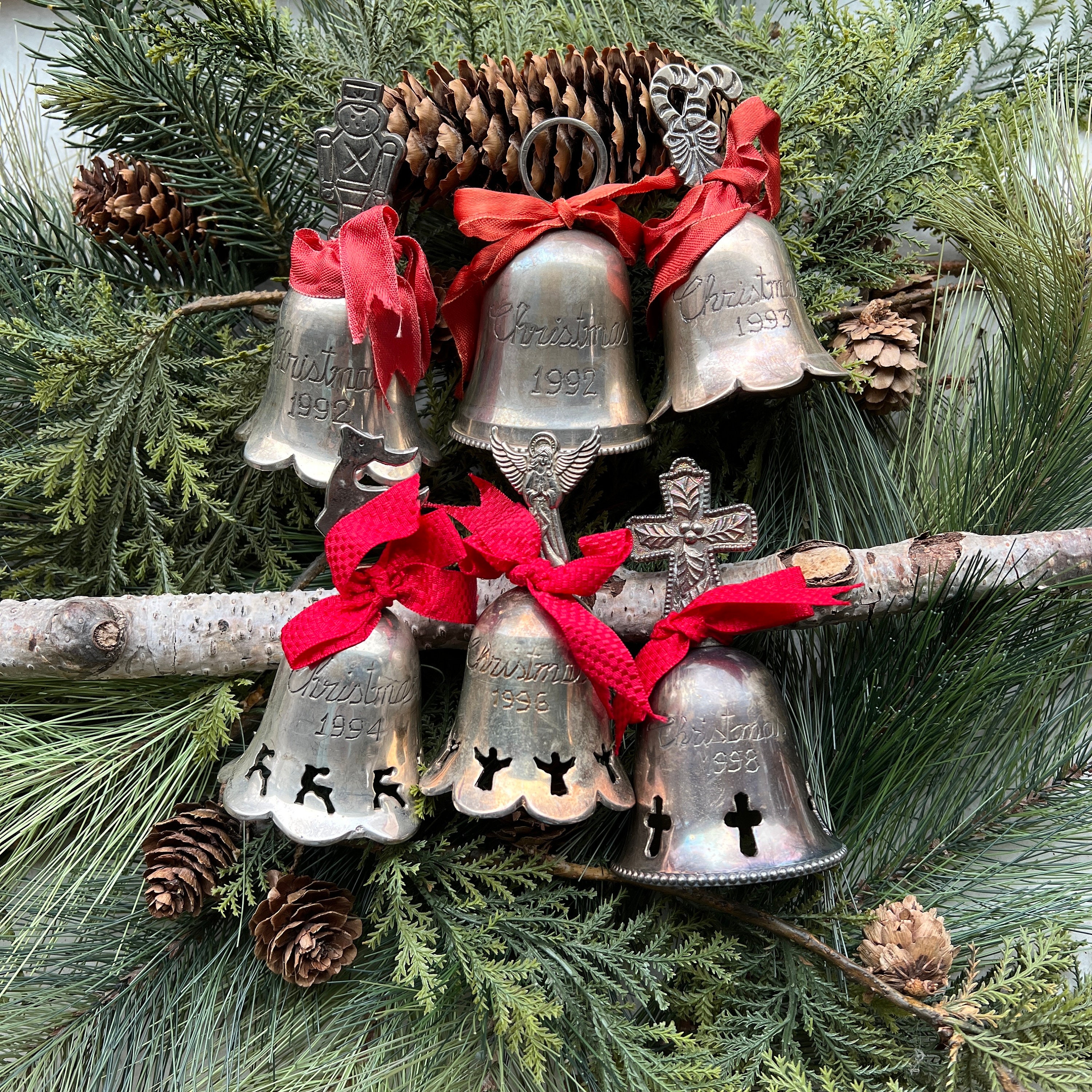 Silver Bell Christmas Ornaments 
