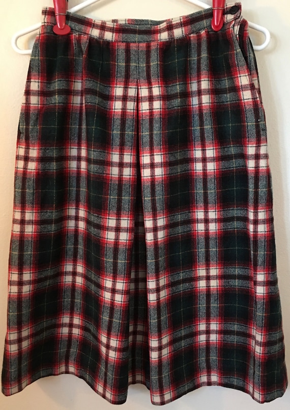 Vintage PENDLETON Wool Plaid Skirt, Single Front … - image 4