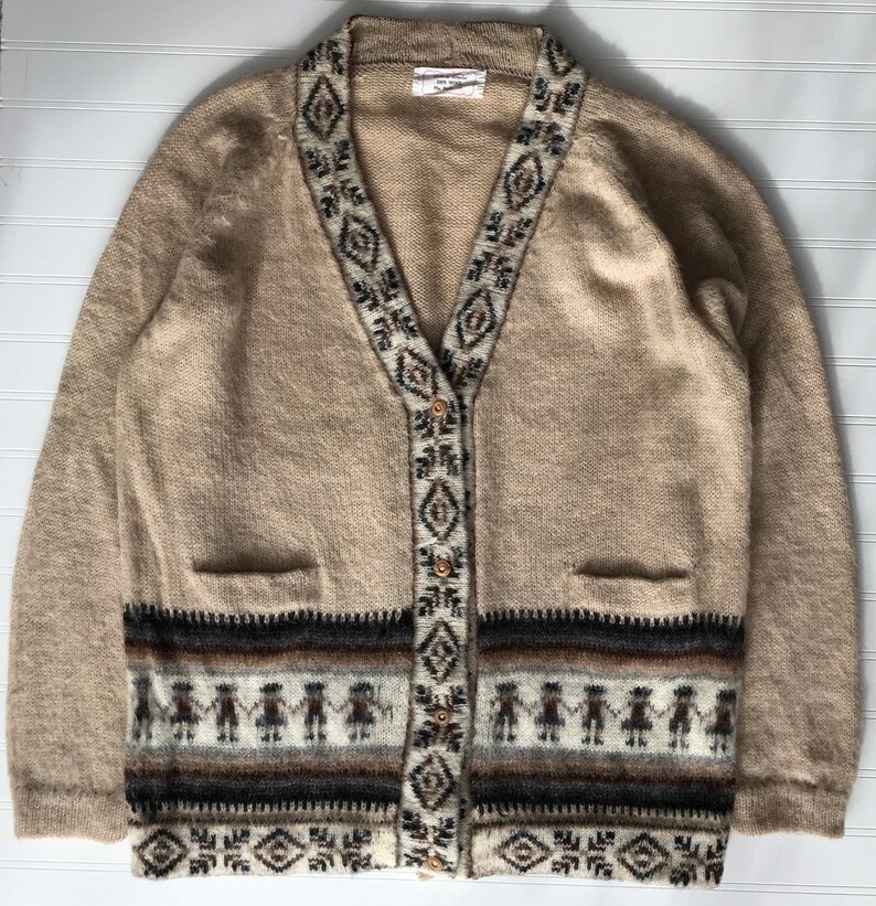 Vintage ECUADOR 100% Alpaca Knit Cardigan Sweater Jacket by | Etsy