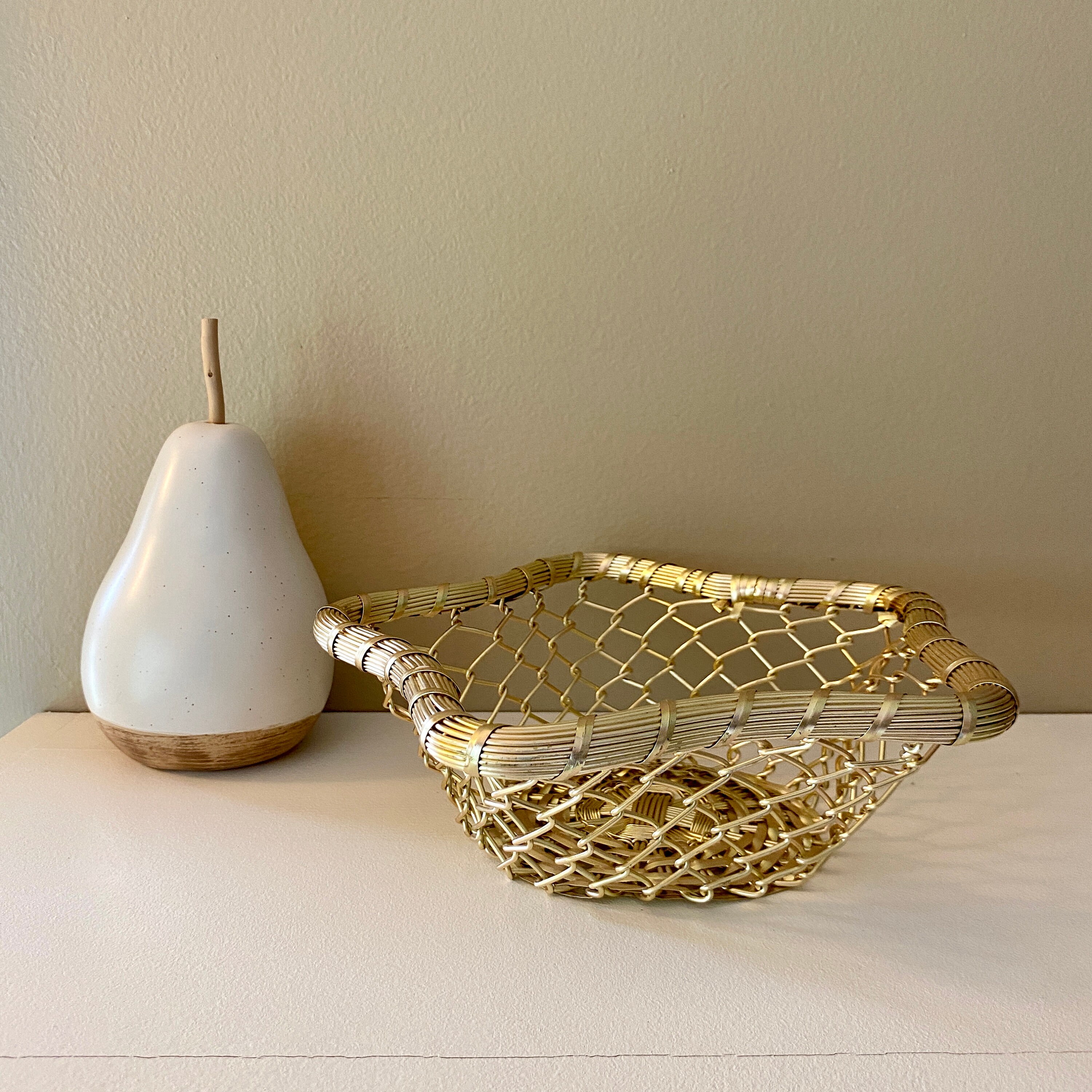 Vintage GOLD STAR Wire Basket 91/4 W Wrapped Wire Etsy