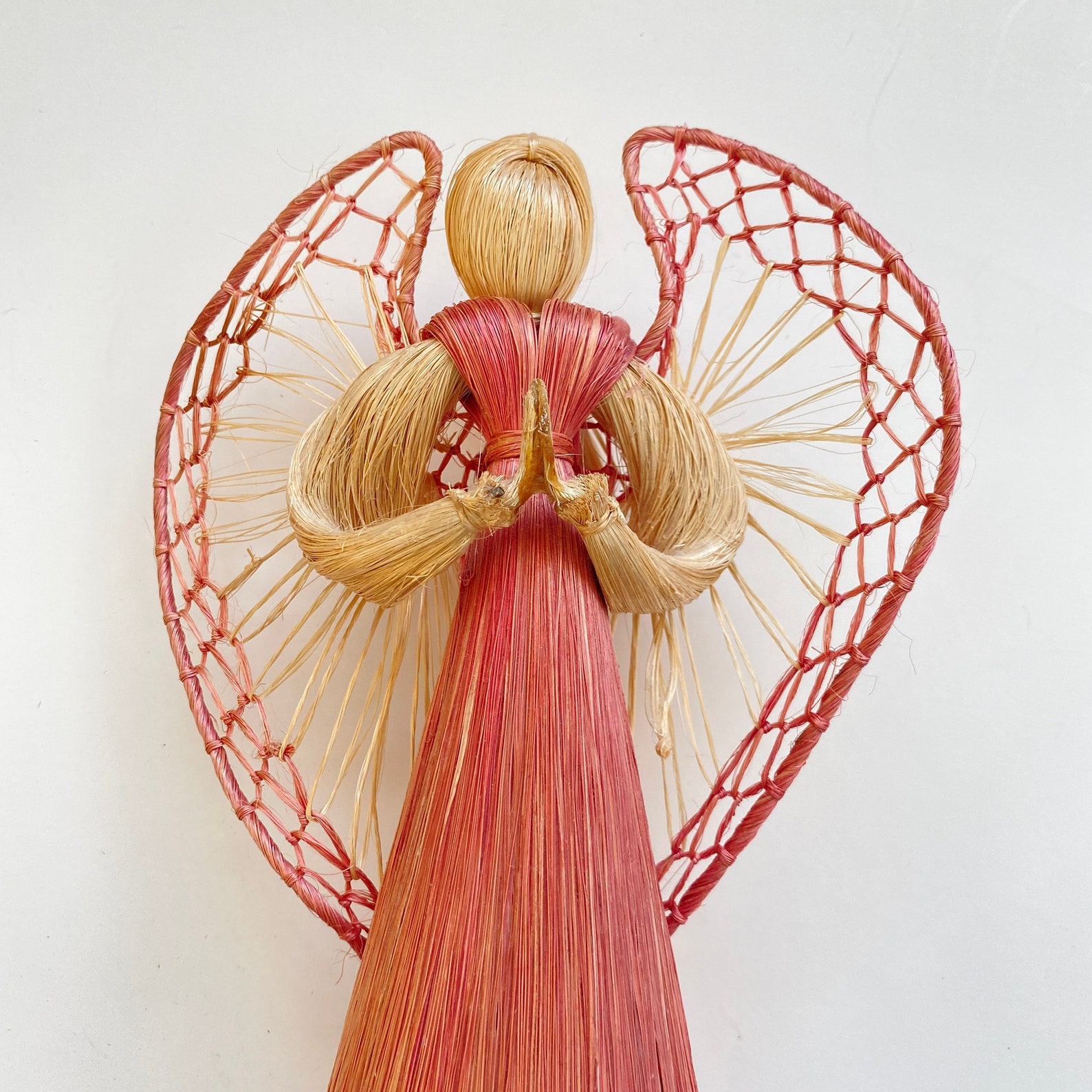 Vintage CORN HUSK ANGELS Set of 3 Matching Pink Ornaments Made Etsy