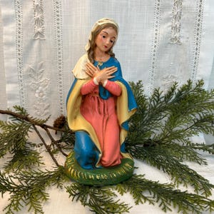 Vtg 12" FONTANINI "MARY" Nativity Figure, Stamped Hand Painted in Italy, Paper Mache Sculptures, Cartapesta Nativity Creche Character RARE!