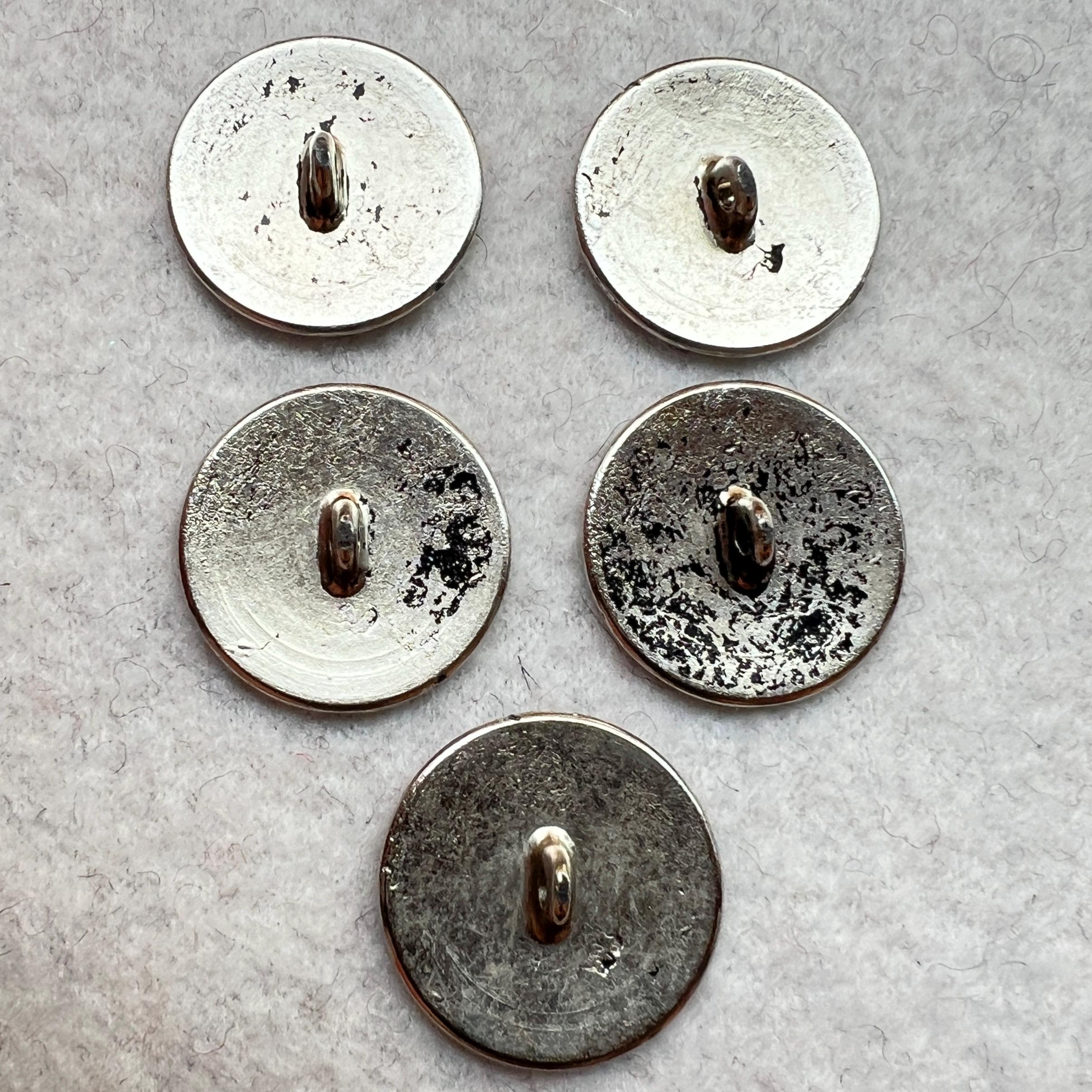 1964 INNSBRUK-KITZBUHEL MCMLXIV Set of 5 Silver Metal Buttons From
