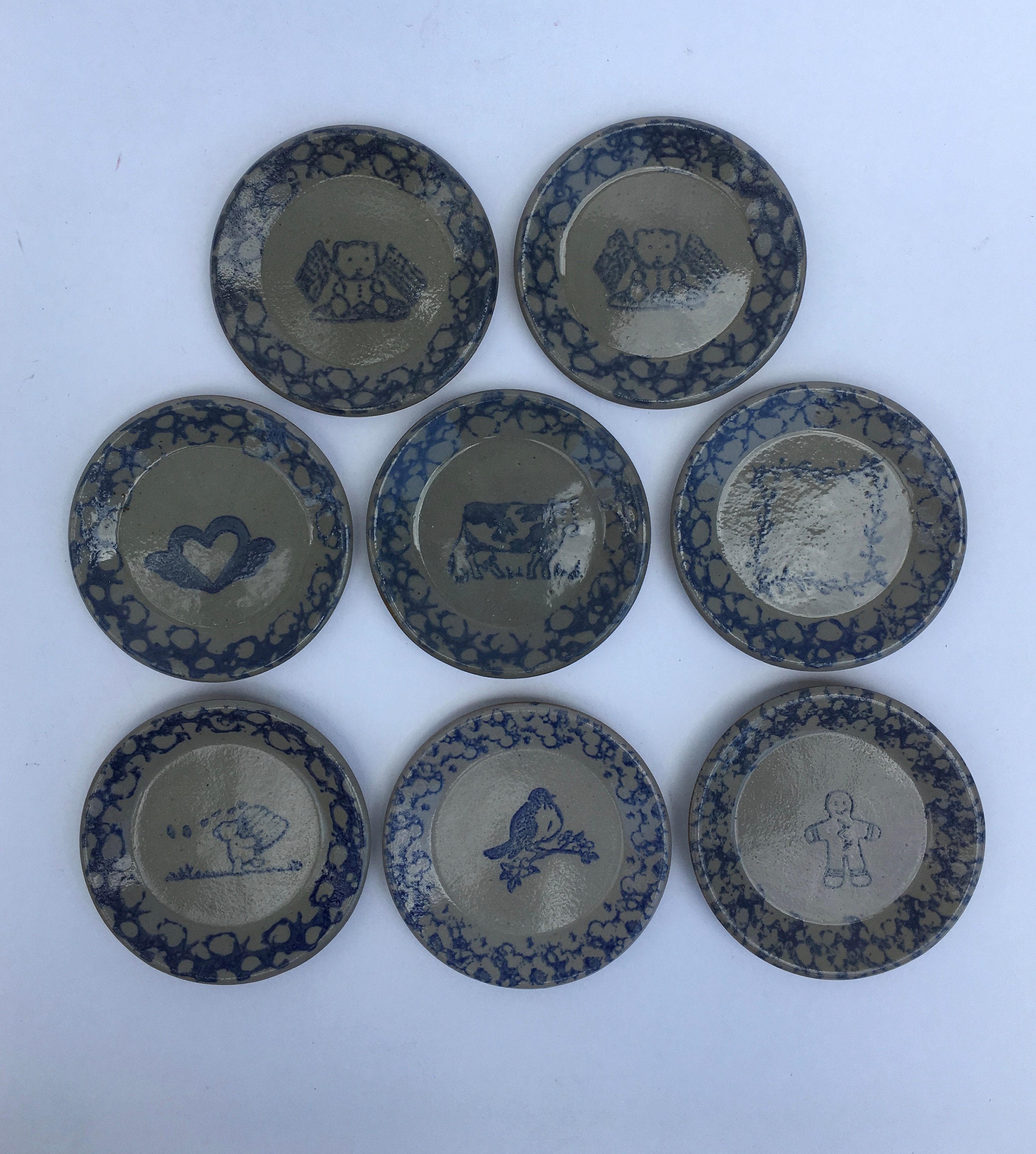 Set of 8 Small Ceramic Plates 31/4 Gray Trinket Dish Etsy