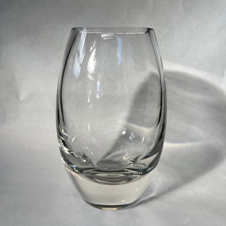 Vintage KROSNO POLAND GLASS Vase 9 H Modernist Crystal Etsy