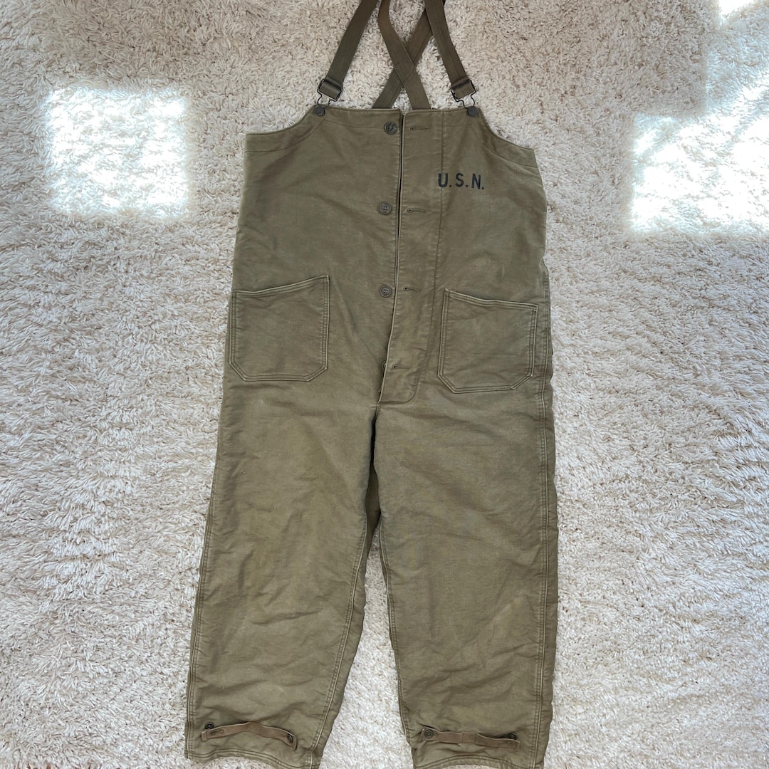 Vintage World War Ii-era U.S. Navy Deck Bib Overalls Size Medium